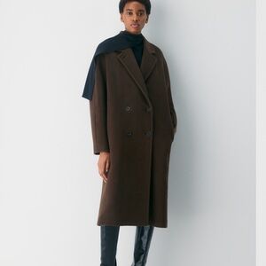 Elegant Brown Double-Breasted Coat